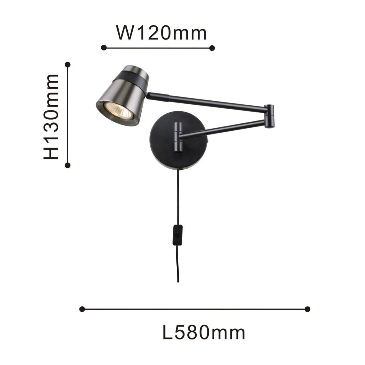 4224-1W, настенный светильник, D580xW120xH130, 1xGU10x35W, excluded, switch — изображение 2