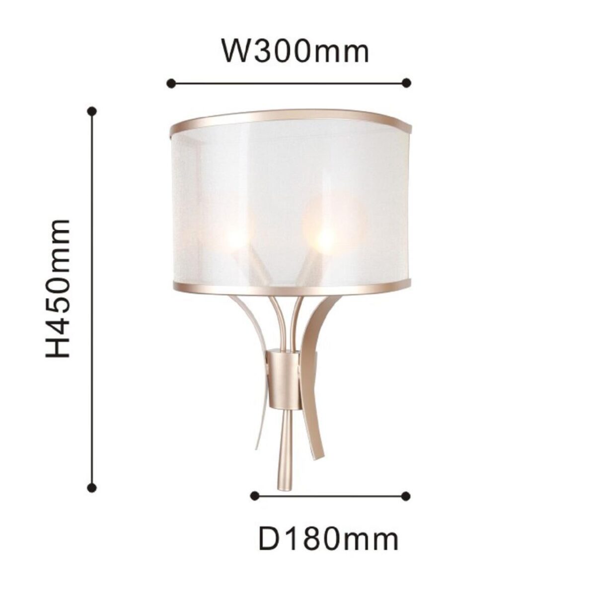 2551-2W, настенный светильник, D180xW300xH450, 2xG9x40W, excluded — изображение 3