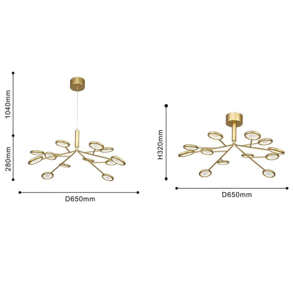 4253-12P, подвесная/потолочная люстра, D650xH320/1320, 12xLEDx3W, 3060LM, 4000K, included — изображение 3