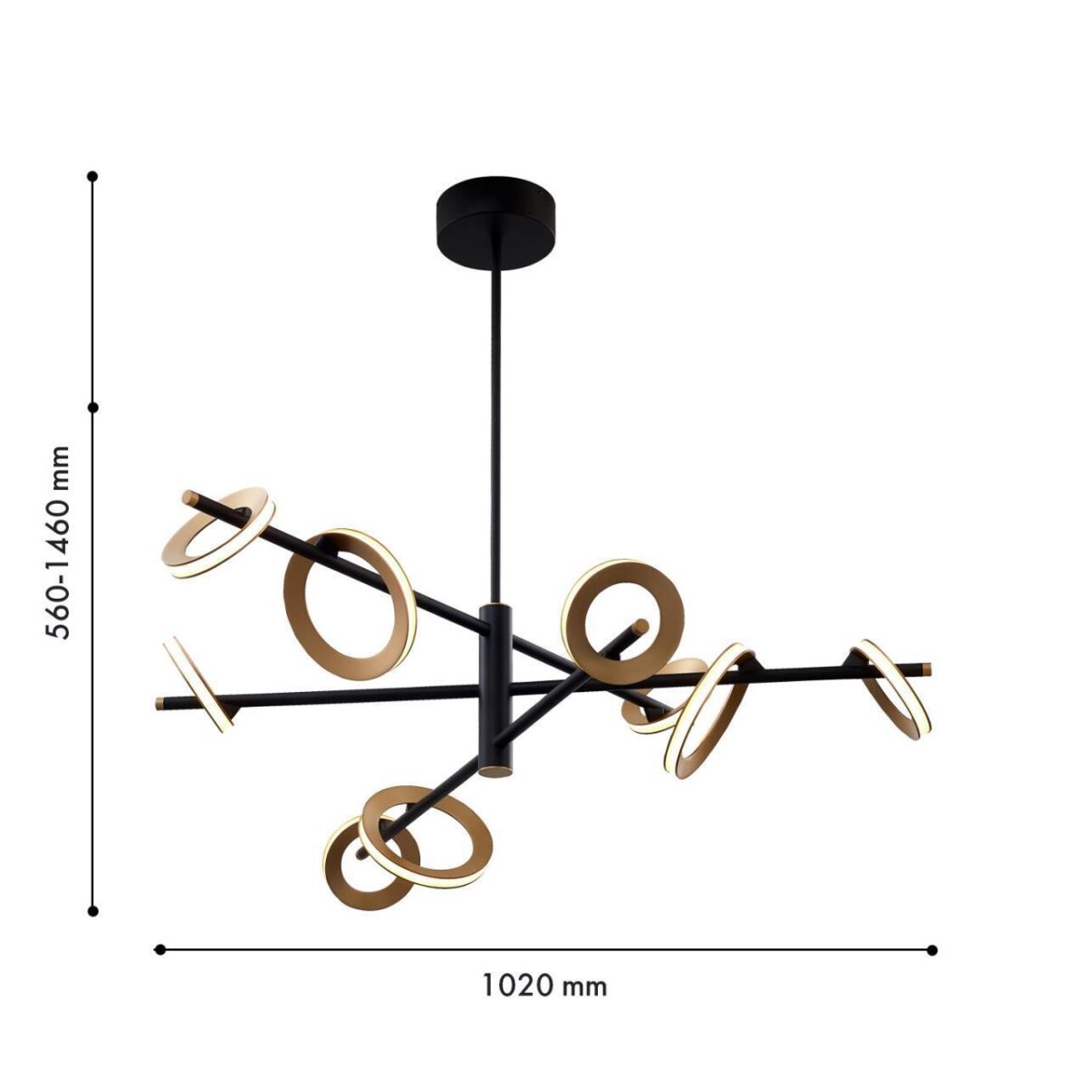 4322-9P, подвесная люстра, D1020xH560/1460, 3xLEDx7W + 6xLEDx5W, 4080LM, 4000K, included — изображение 2