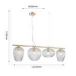 4053-4P, подвесная люстра, L1150xW260xH320/1560, 4xE27x60W, excluded — изображение 3