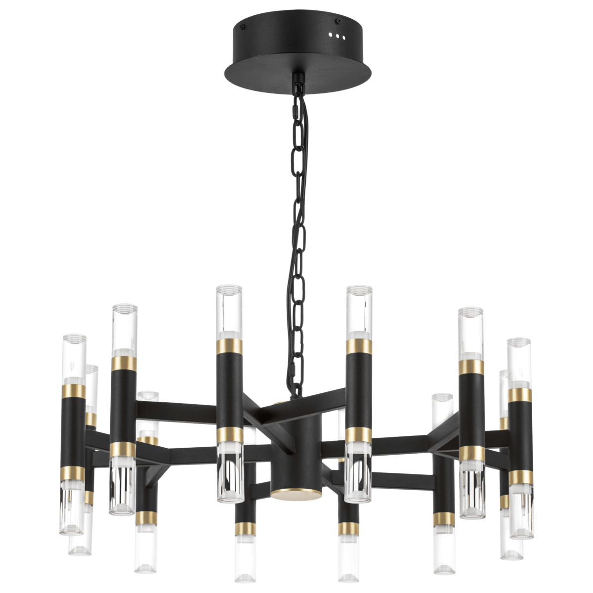 734247 Люстра IRIS 76W LED 3148LM 120G ЧЕРНЫЙ/ЗОЛОТО 3000K — изображение 1