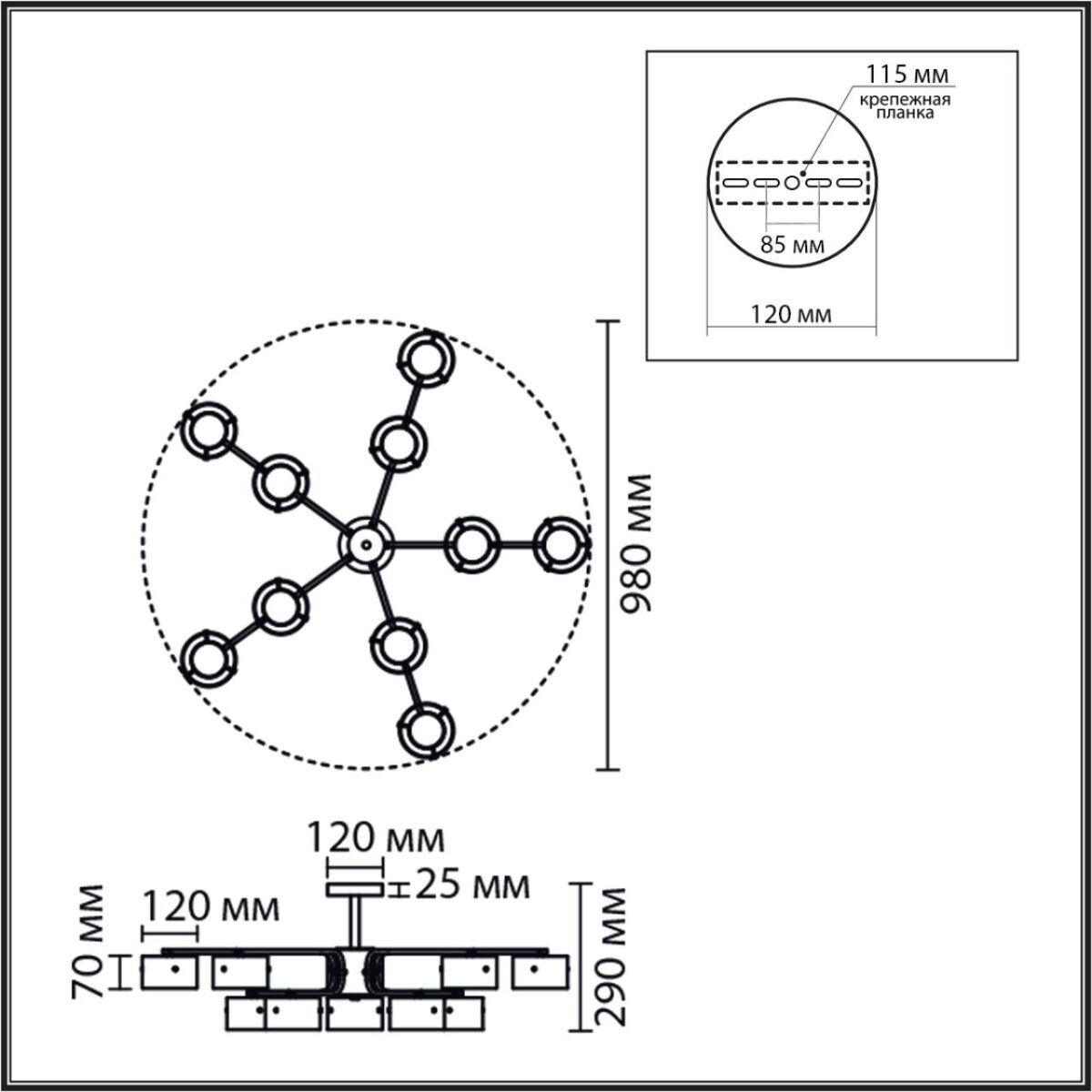 8349/10C COMFI черный/прозрачный, металл/стекло Светильник потолочный LED GX53 10*7W 220V NATALINA — изображение 4