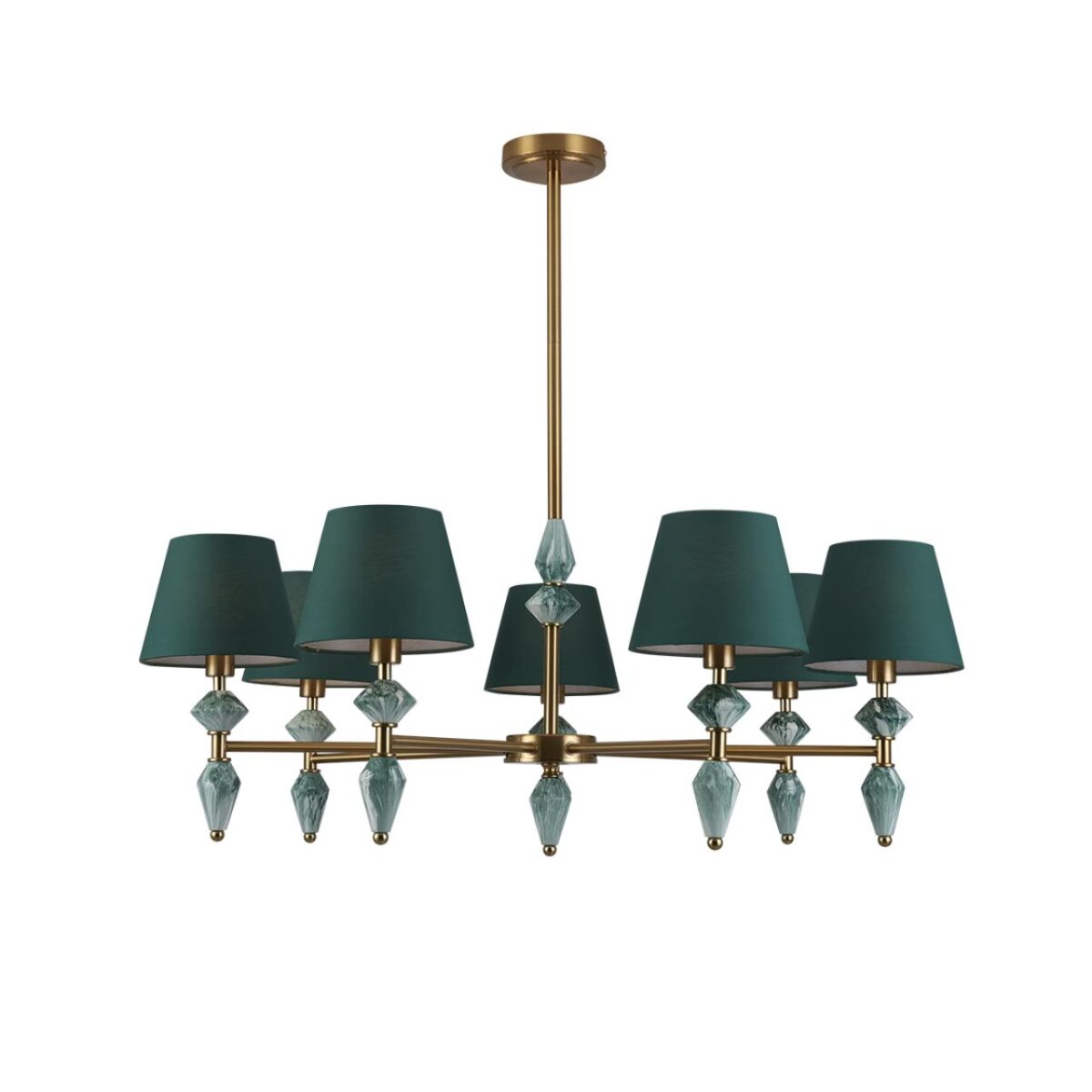 8275/7 CLASSI латунь/зеленый, металл/керамика/ткань Люстра Е14 7*40W 220V VERMONT — изображение 1