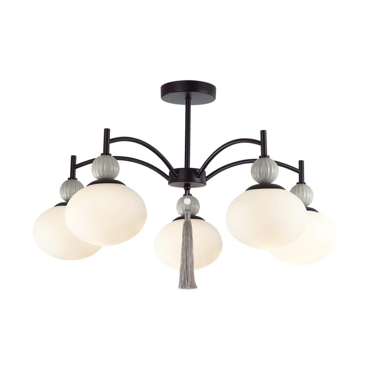 8273/5C NEOCLASSI черный, серый/белый металл, керамика/стекло Люстра потолочная Е14 5*40W 220V GLORIYA — изображение 5