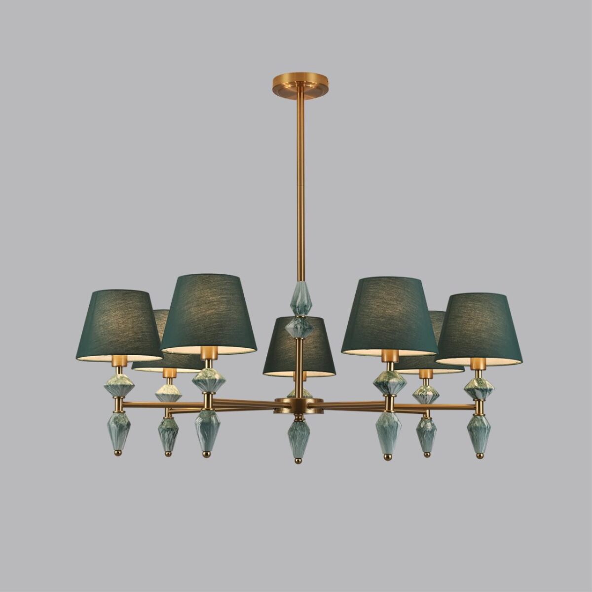 8275/7 CLASSI латунь/зеленый, металл/керамика/ткань Люстра Е14 7*40W 220V VERMONT — изображение 6
