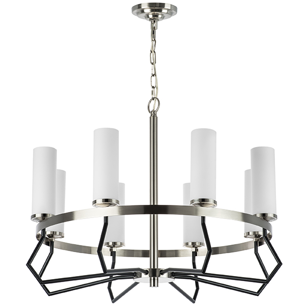 723085 Люстра FLUME 8х40W E14 ЧЕРНЫЙ МАТОВЫЙ/НИКЕЛЬ