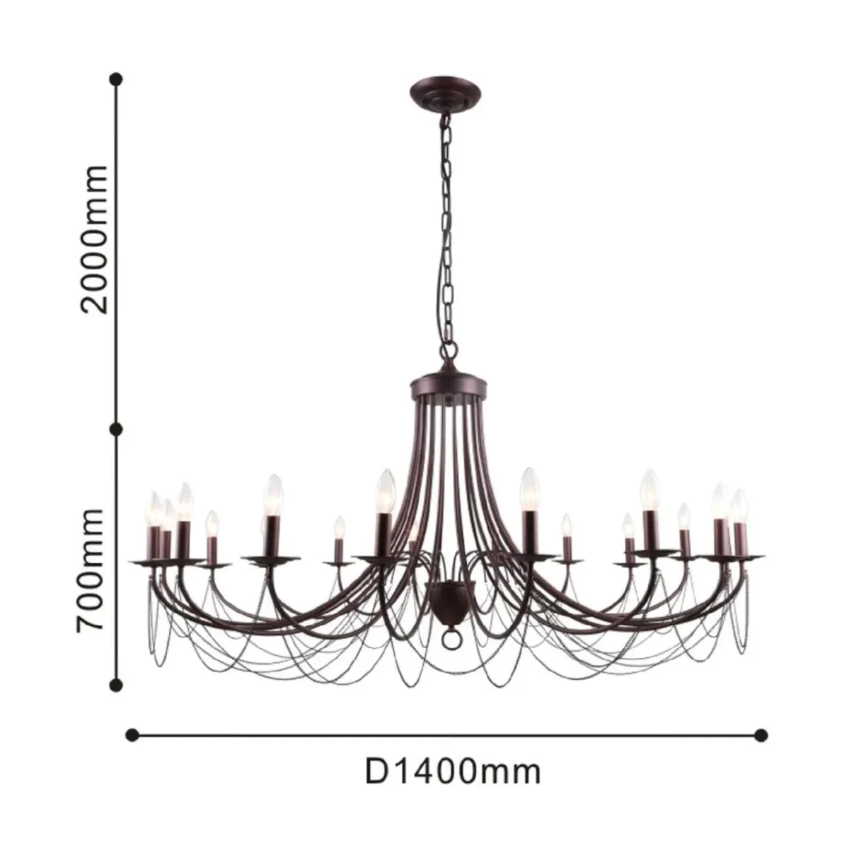 2590-18P, подвесная люстра, D1400xH700/2700, 18xE14x40W, excluded — изображение 3