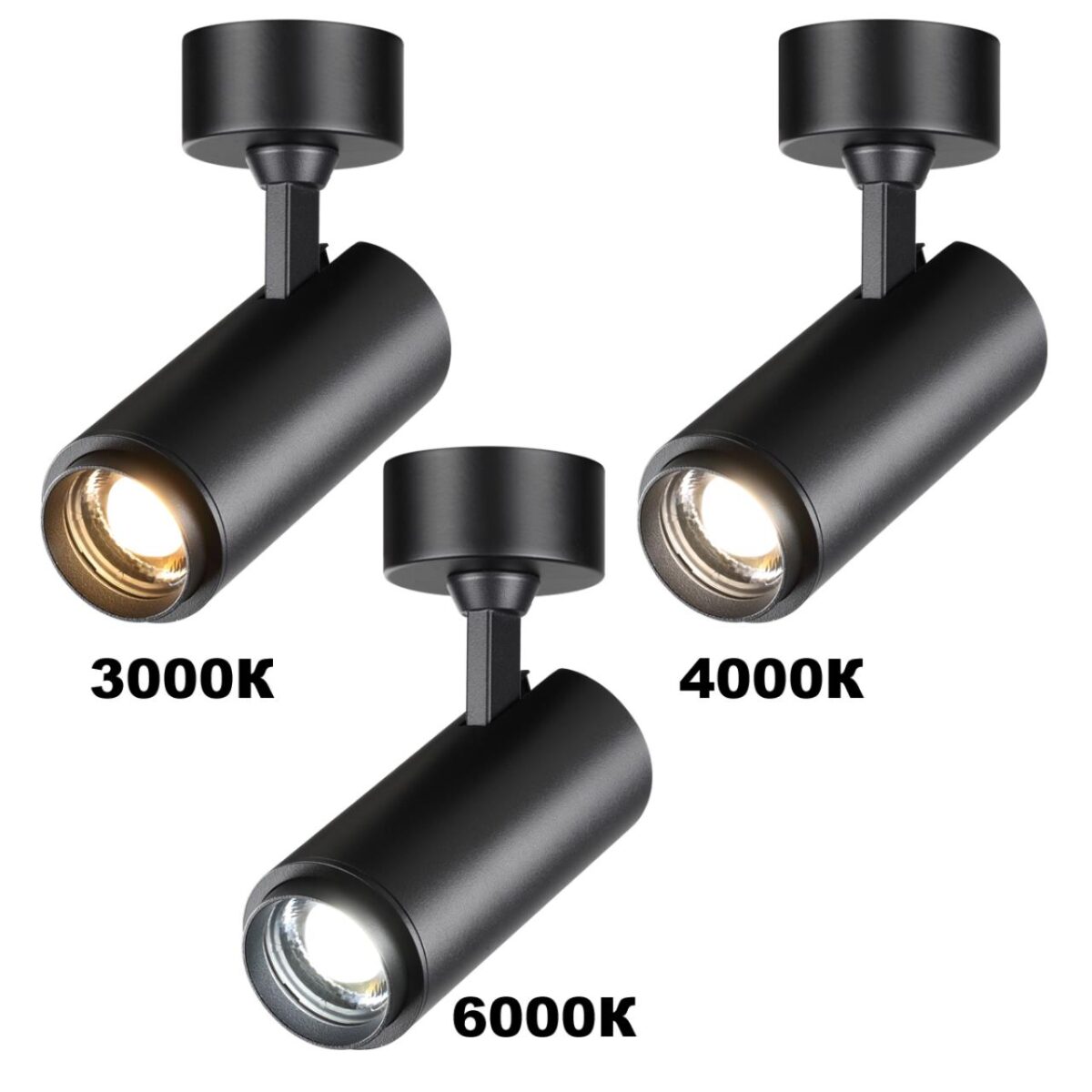 359222 OVER NT23 372 черный Светильник накладной с перекл. цв. температуры, мощности IP20 LED 3000К4000К6000К 5W/9W/13W 220V NAIL — изображение 3