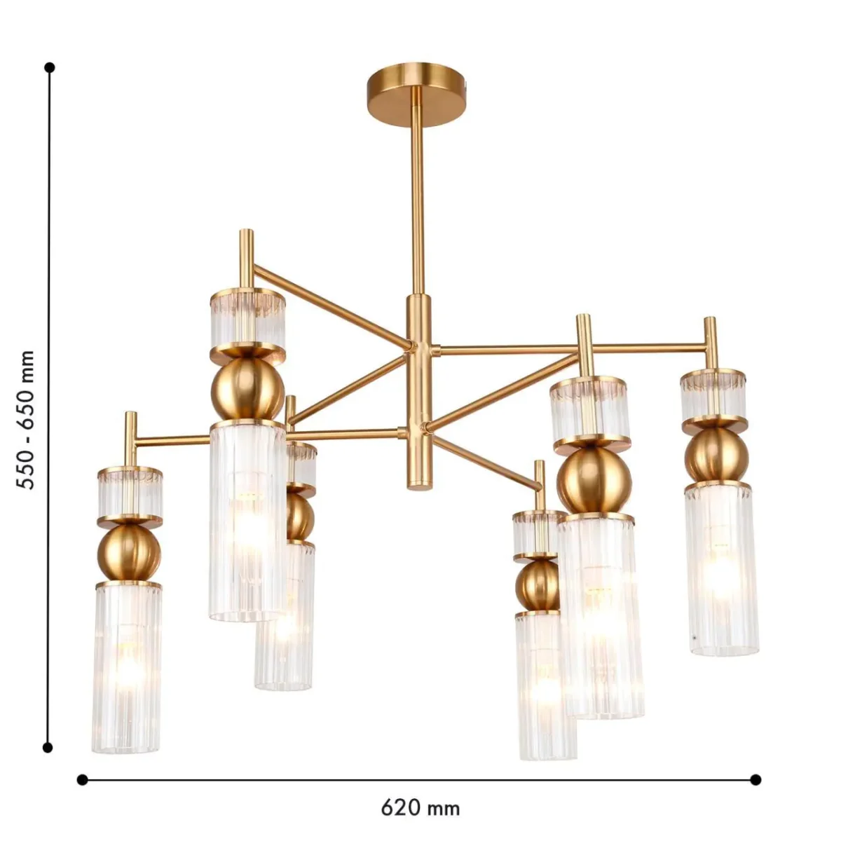 4737-6P, потолочная люстра, D620xH550/650, 6xE14x40W, excluded — изображение 3