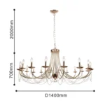 2591-18P, подвесная люстра, D1400xH700/2700, 18xE14x40W, excluded — изображение 3