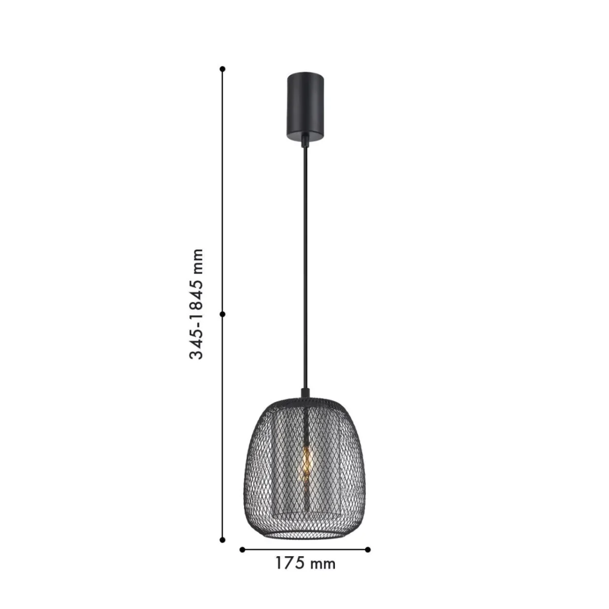 4349-1P, подвес, D175xH345/1845, 1xE27x40W, excluded — изображение 2