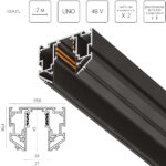 509427L Трек с гарпунной системой монтажа UNO 2 метра ЧЕРНЫЙ (2 заглушки и резинка 4м в комплекте)