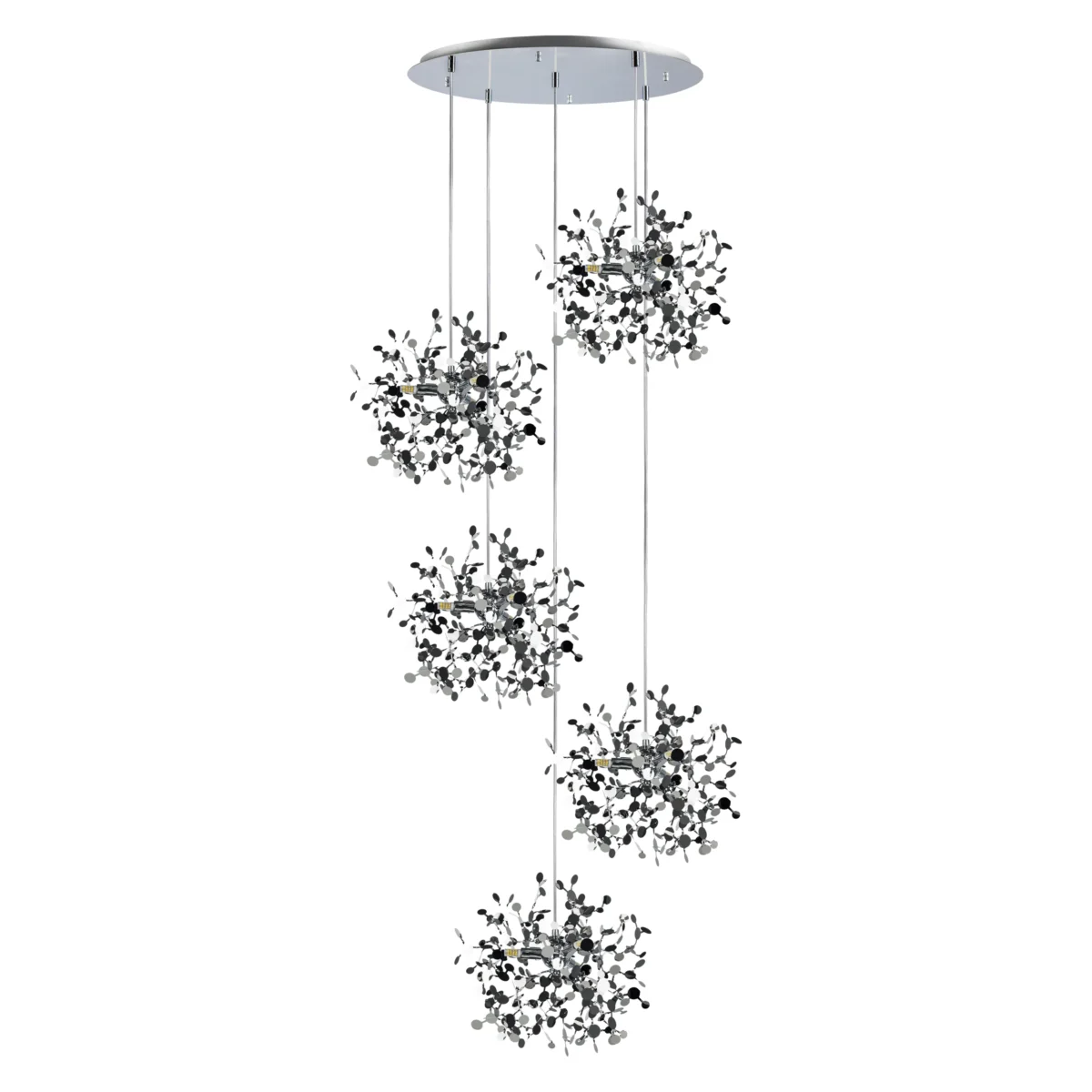 51faa429d48011ee8145c81f66f678b0_323740b46abb11ef80c0c81f66f678af L5PR721134 Подвес пятерной круглый EXTRA 5x3x5W(led) G9 (721134 - 5 + 572154 -1) ХРОМ — изображение 1