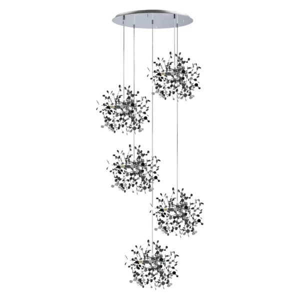 L5PR721134 Подвес пятерной круглый EXTRA 5x3x5W(led) G9 (721134 - 5 + 572154 -1) ХРОМ