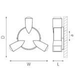 380633 Светильник DITO 3х1W LED 330LM G ЧЕРНЫЙ/ЗОЛОТО 4000K — изображение 3