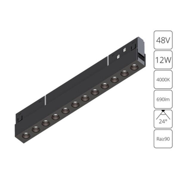 A5724PL-1BK СВЕТИЛЬНИК ПОТОЛОЧНЫЙ EXPERT 48В 12Вт 690Лм 4000К 90+ 24°