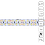A2424015-02-4K Светодиодная лента 24В 20Вт/м 2200Лм/м 4000К 90+ 15мм SMD2835 240шт/м 5м IP20