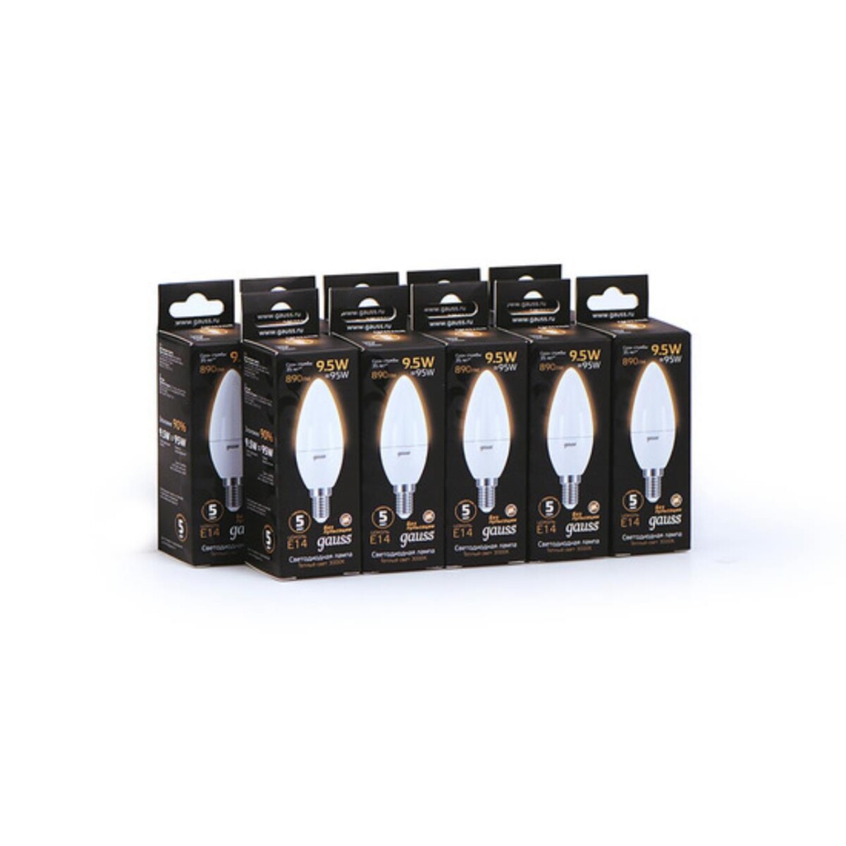 103101110 Лампа Gauss LED Свеча E14 9.5W 890lm 3000К 1/10/50 — изображение 5