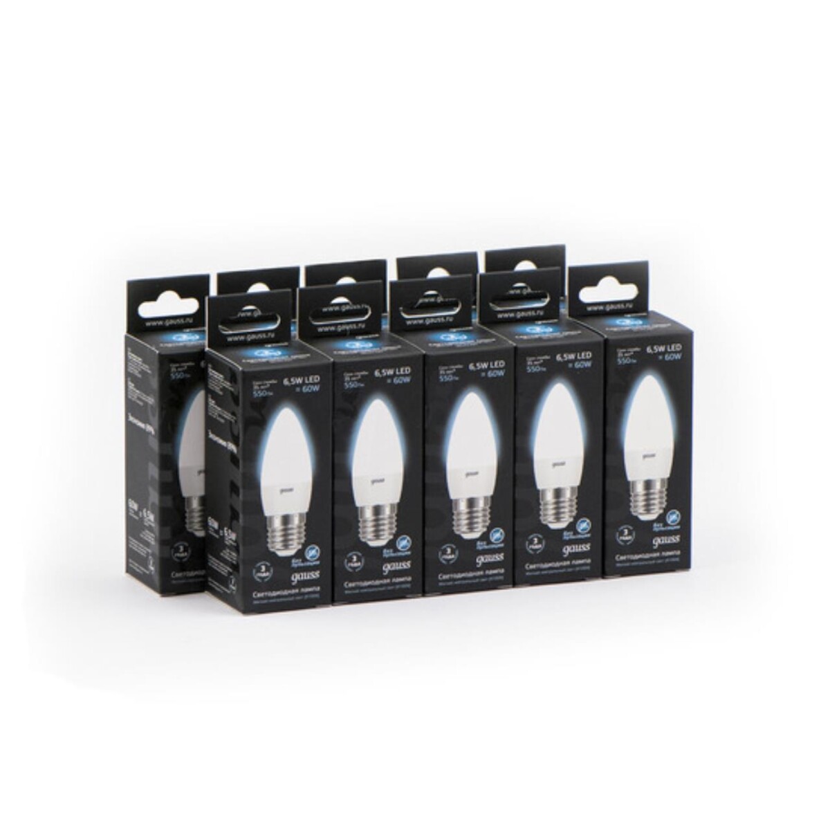 103102207 Лампа Gauss LED Свеча E27 6.5W 550lm 4100К 1/10/50 — изображение 4