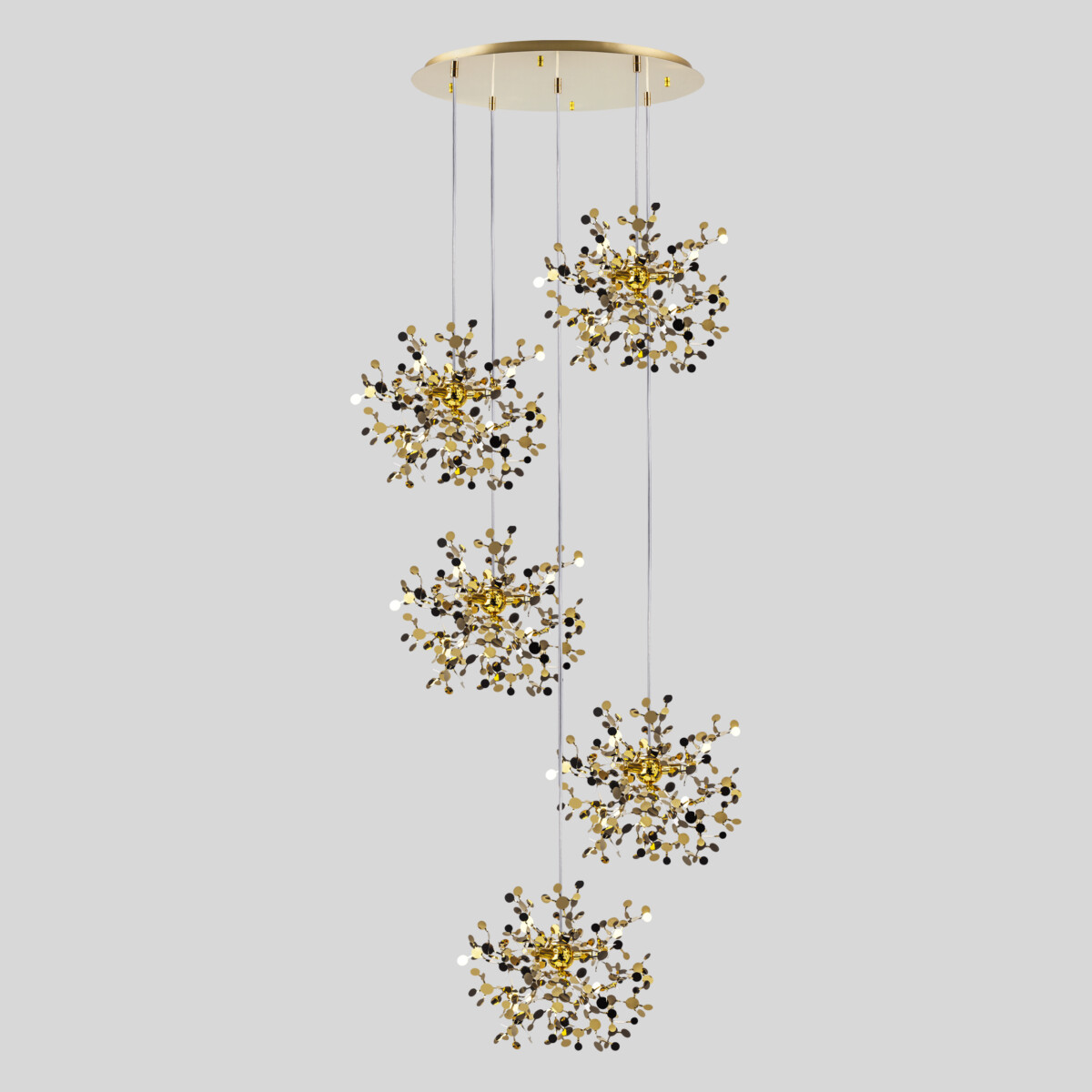 L5PR721132 Подвес пятерной круглый EXTRA 5x3x5W(led) G9  (721132 - 5 + 572152 -1) ЗОЛОТО — изображение 2