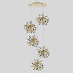 L5PR721132 Подвес пятерной круглый EXTRA 5x3x5W(led) G9  (721132 - 5 + 572152 -1) ЗОЛОТО — изображение 2