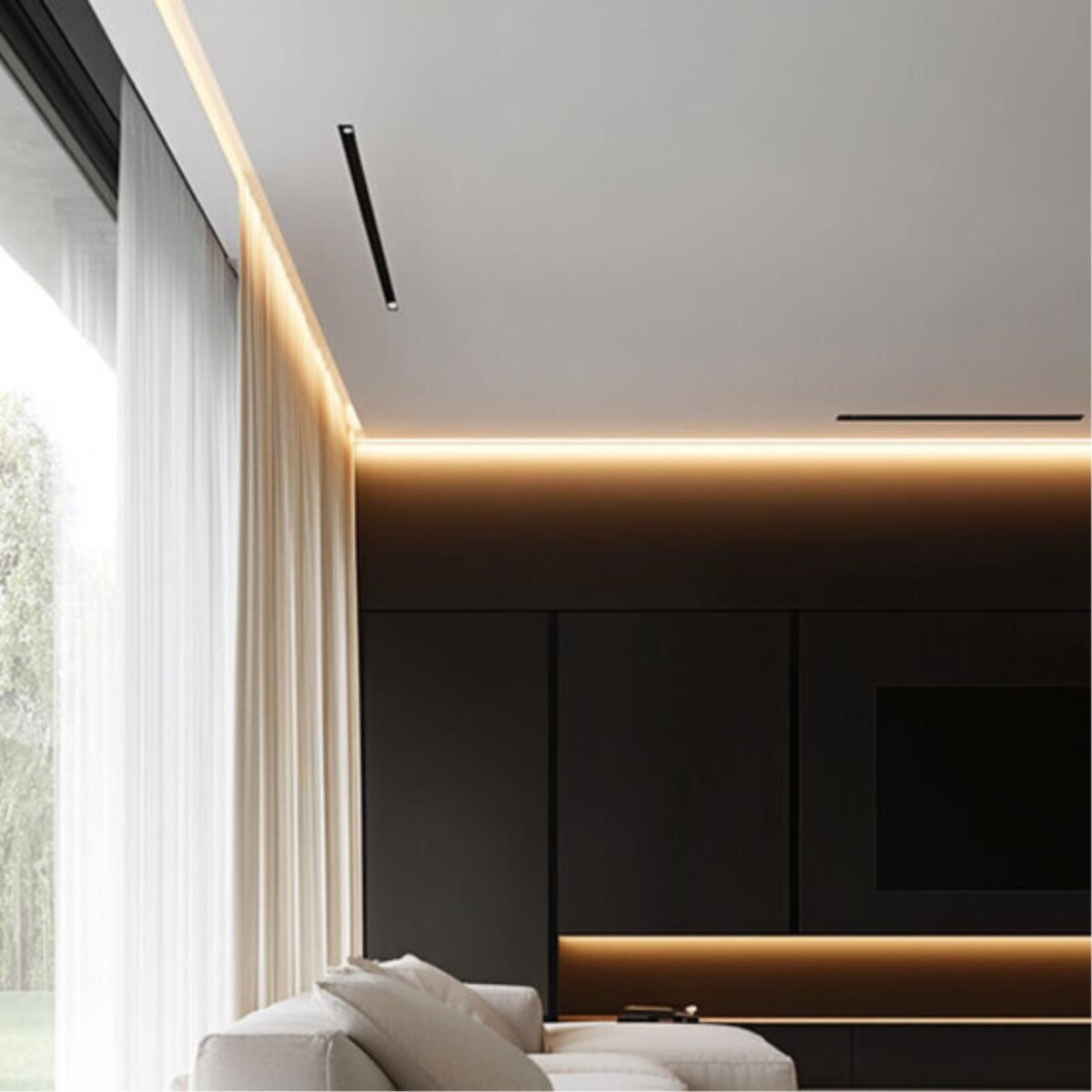 A670206 Теневой профиль GAP под ГКЛ, пластиковая вставка в комплекте, 2 метра, черный — изображение 2