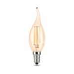 104801805 Лампа Gauss LED Filament Свеча на ветру E14 5W 420lm 4100K Golden 1/10/50 — изображение 2