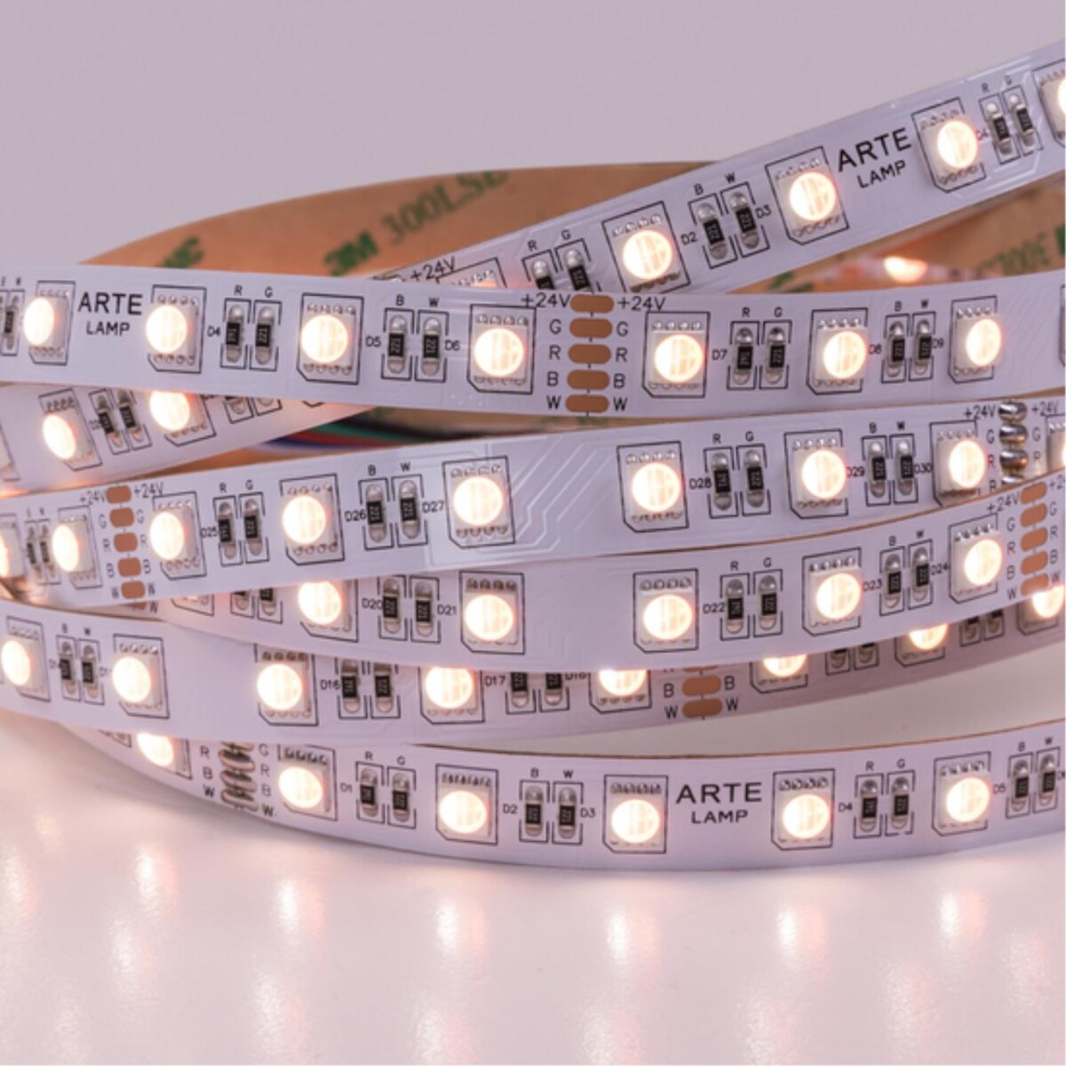 A2406012-01-RGB4K Светодиодная лента 24В 14,4Вт/м (на канал 3,6Вт/м) RGB+4000К 90+ 10мм SMD5050 60шт/м 5м IP20 — изображение 5