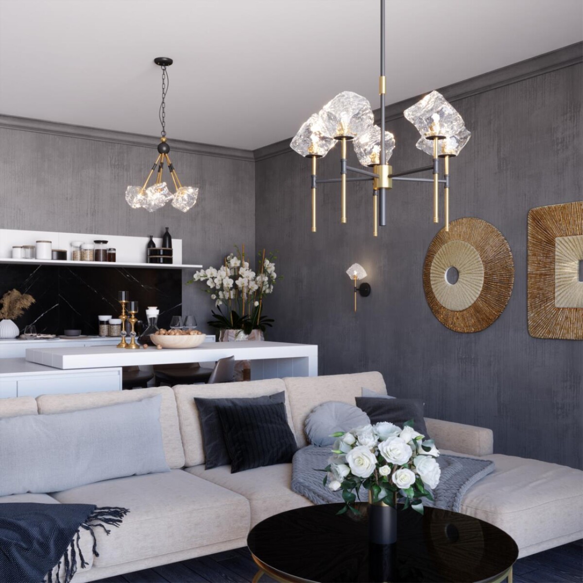 4789/1W LOFT ODL21 421 черный/золотой/прозрачный Бра G9 1*40W STONO — изображение 1