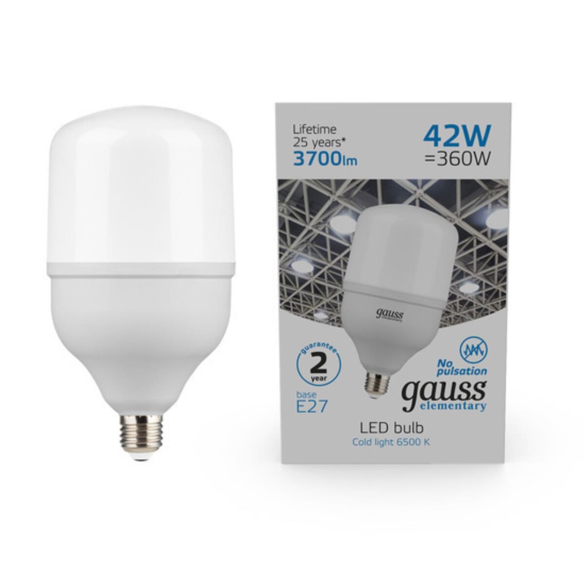 6c0c06bdacade51a26ce0c4c9faab1a3 63234 Лампа Gauss Elementary T120 42W 3700lm 6500K E27 LED 1/12 — изображение 1