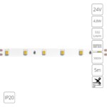 A2406008-01-3K Светодиодная лента 24В 4,8Вт/м 550Лм/м 3000К 90+ 8мм SMD2835 60шт/м 5м IP20