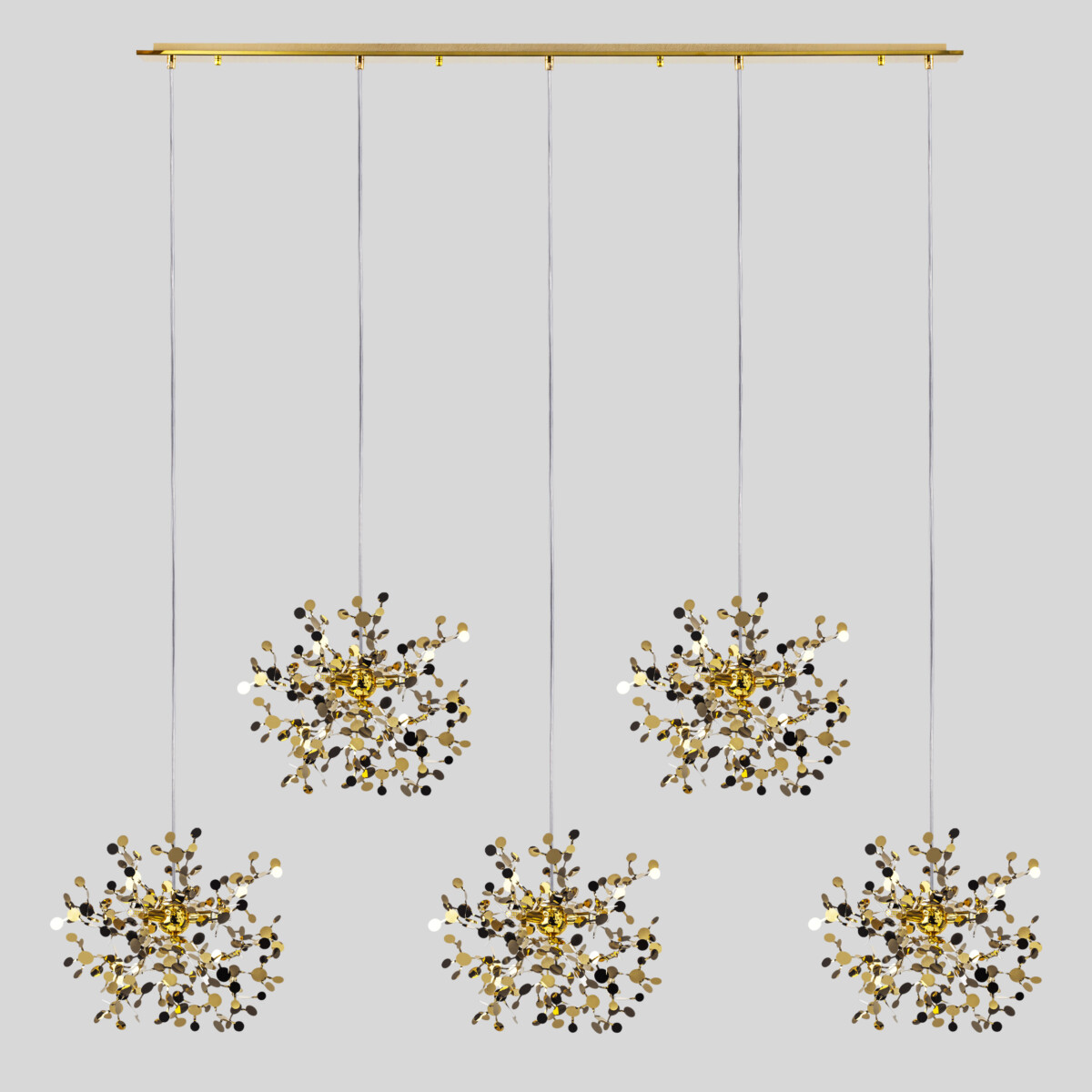 L5PL721132 Подвес пятерной линейный EXTRA 5x3x5W(led) G9  (721132 - 5 + 572162 -1) ЗОЛОТО — изображение 2