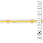 A2432008-02-4K Светодиодная лента 24В 10Вт/м 850Лм/м 4000К 90+ 8мм COB 320шт/м 5м IP20