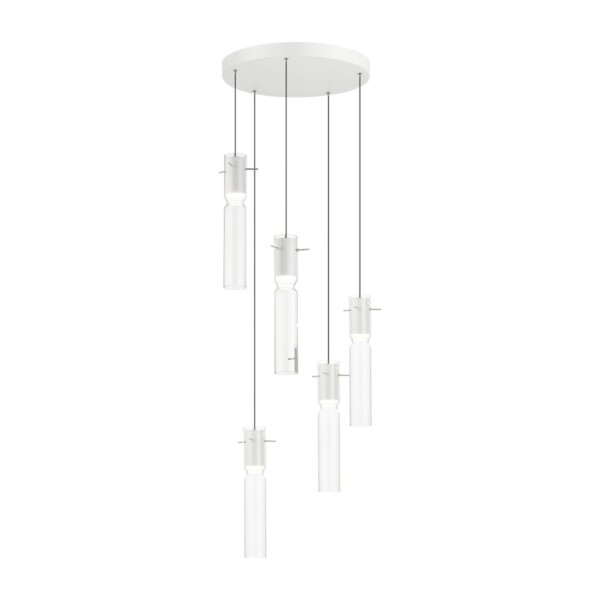 5058/25LB PENDANT ODL24 385 белый/прозрачный/металл/стекло Люстра каскадная LED 5*5W 3000K SCROW