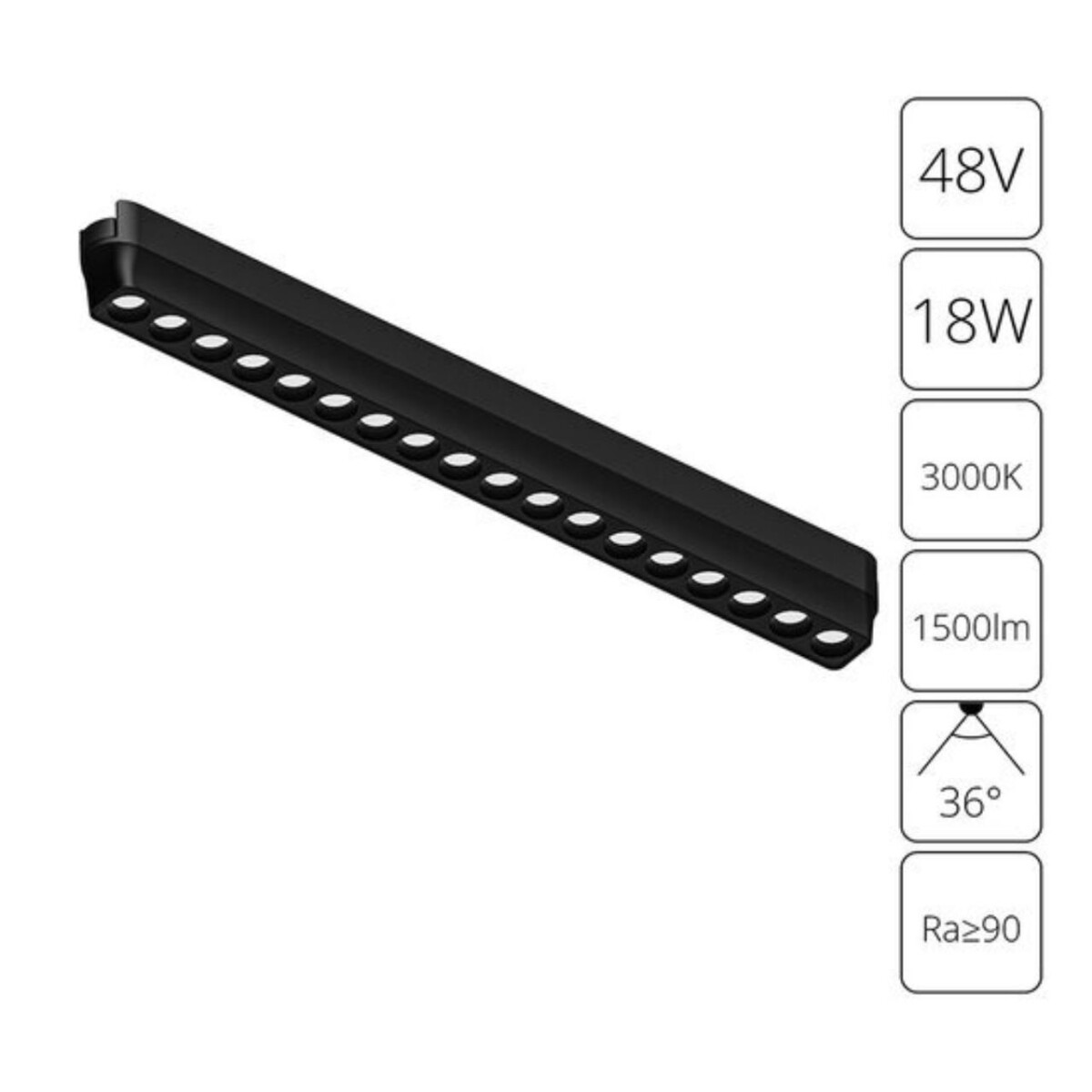 91f9c32821315c814ff60226a00f47a9 A1169PL-1BK СВЕТИЛЬНИК ПОТОЛОЧНЫЙ RAPID 48В 18Вт 1500лм 3000К 90+ 36° — изображение 1