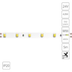A2406008-02-4K Светодиодная лента 24В 4,8Вт/м 550Лм/м 4000К 90+ 8мм SMD2835 60шт/м 5м IP20