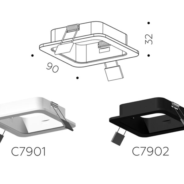 C7901 SWH белый песок 90*90*H32mm MR16 GU5.3