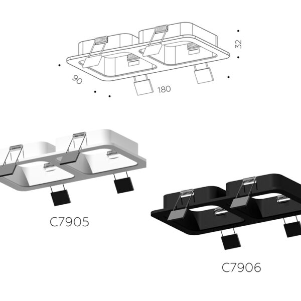C7906 SBK черный песок 180*90*H32mm MR16 GU5.3