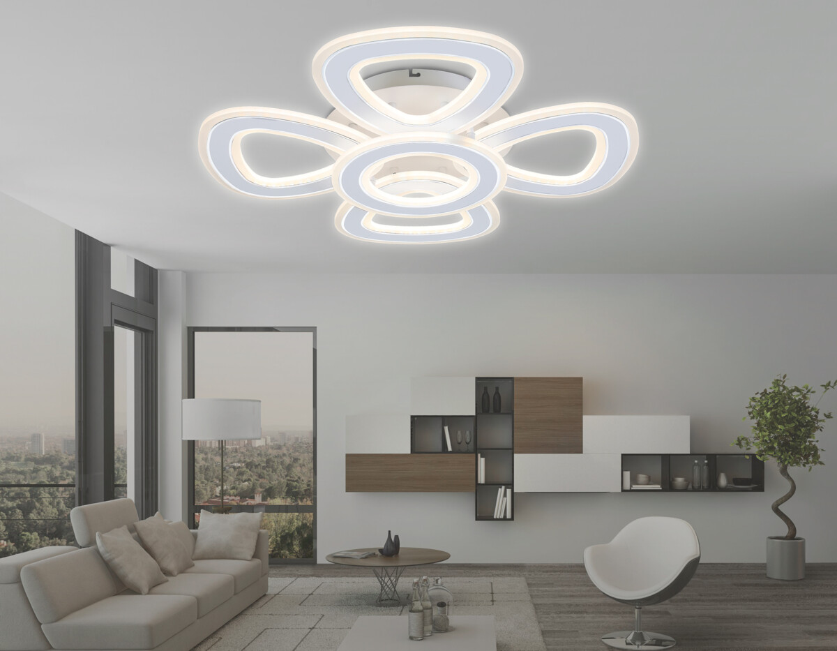 FA8925/4+1 WH/CH белый/хром 163W 3000K-6400K 590*590*120 (ПДУ РАДИО 2.4G) — изображение 7