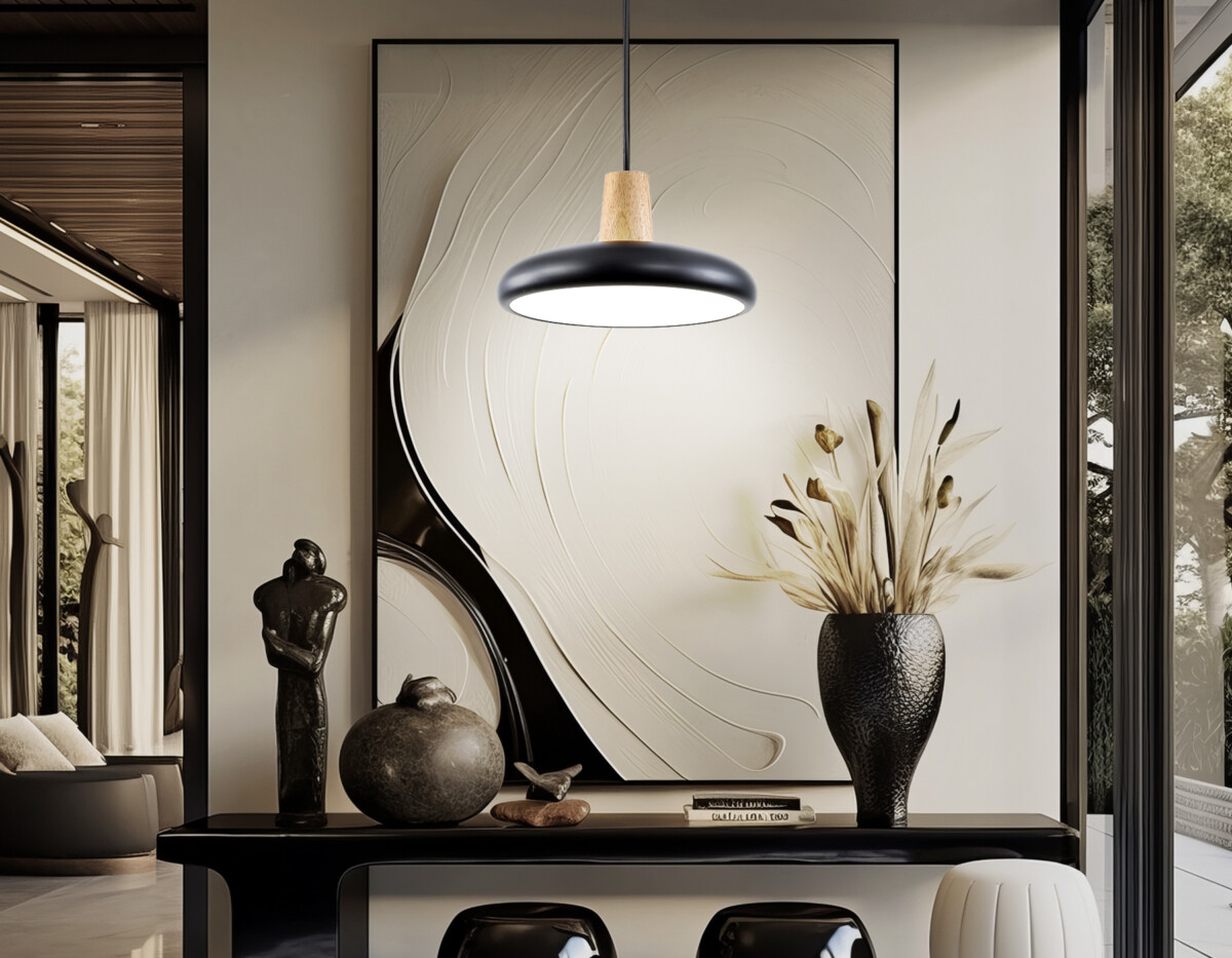 FL4839 BK/WD черный/дерево 24W 3000-6000K D200*800 (без ПДУ) — изображение 7