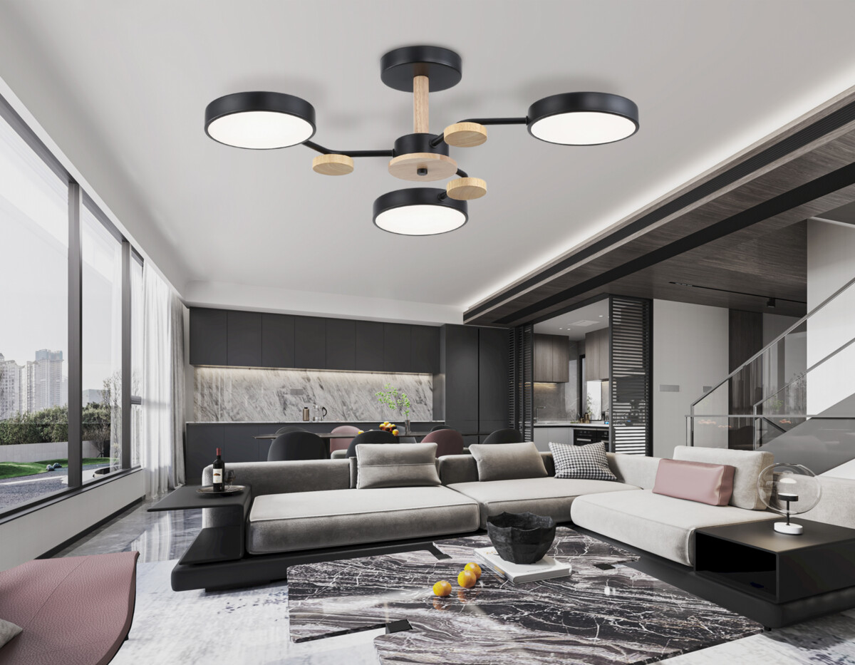 FL4857/3 BK/WD черный/дерево 54W 3000-6000K D660*170 (без ПДУ) — изображение 6