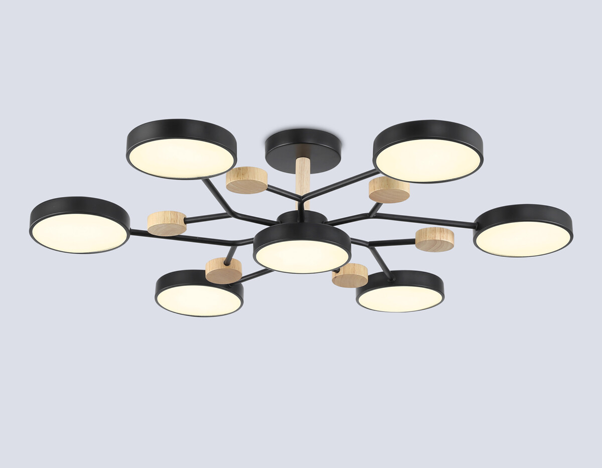 FL4866/7 BK/WD черный/дерево 126W 3000-6000K D830*190 (без ПДУ) — изображение 2