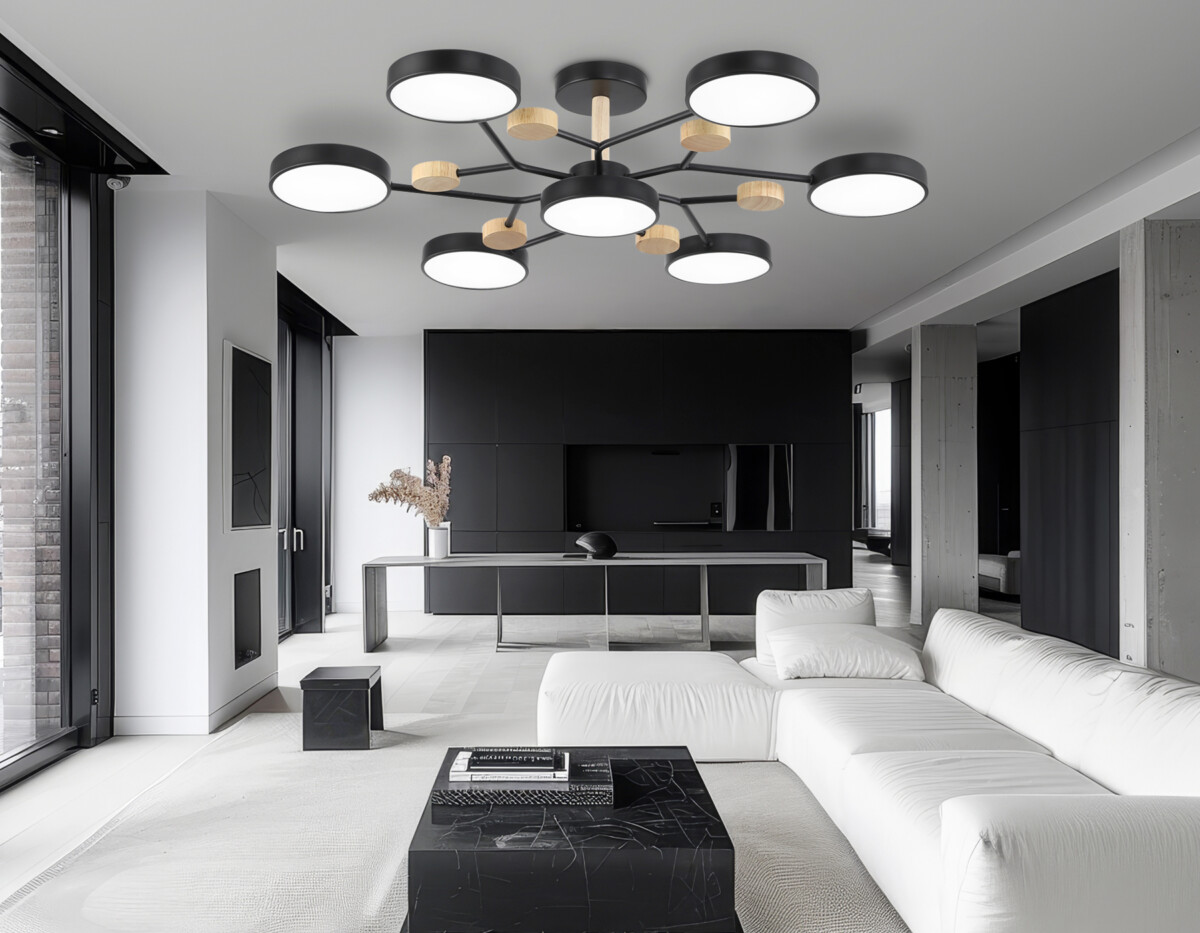 FL4866/7 BK/WD черный/дерево 126W 3000-6000K D830*190 (без ПДУ) — изображение 6