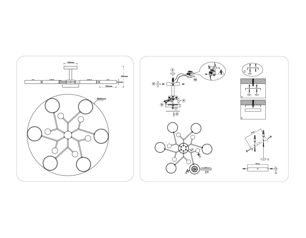 FL4866/7 BK/WD черный/дерево 126W 3000-6000K D830*190 (без ПДУ) — изображение 7