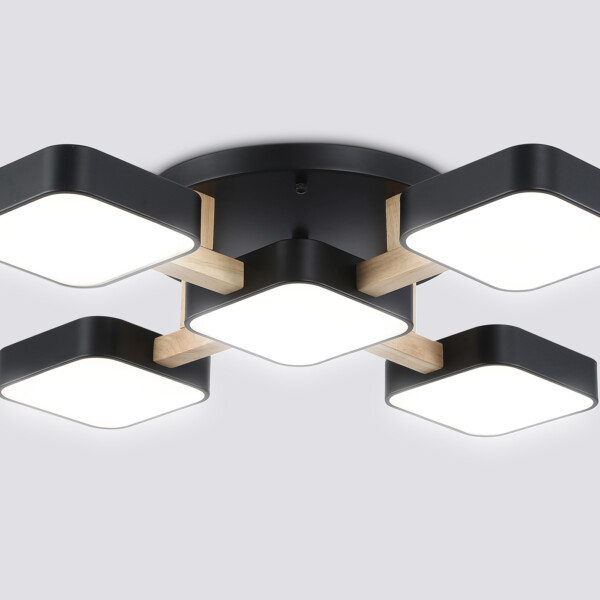 FL4883/5 BK/WD черный/дерево 90W 3000-6000K 675*675*110 (без ПДУ)