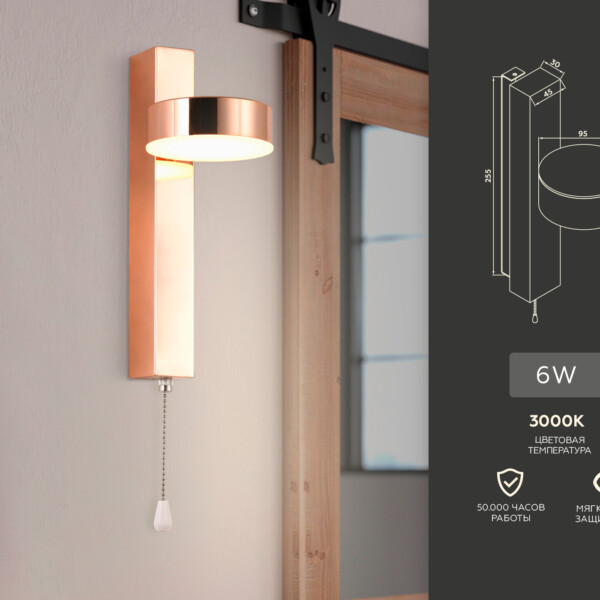 FW161 GD золото LED 3000K 6W 265*95*135