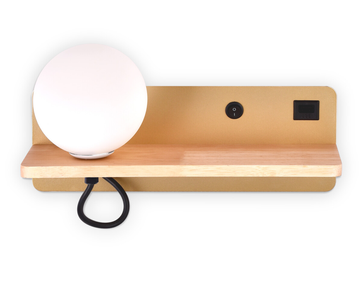 FW520 GD/LW золото/светлое дерево G9 max 40W 280*100*125 (лампа LED G9 5W 4200K в комплекте) — изображение 4