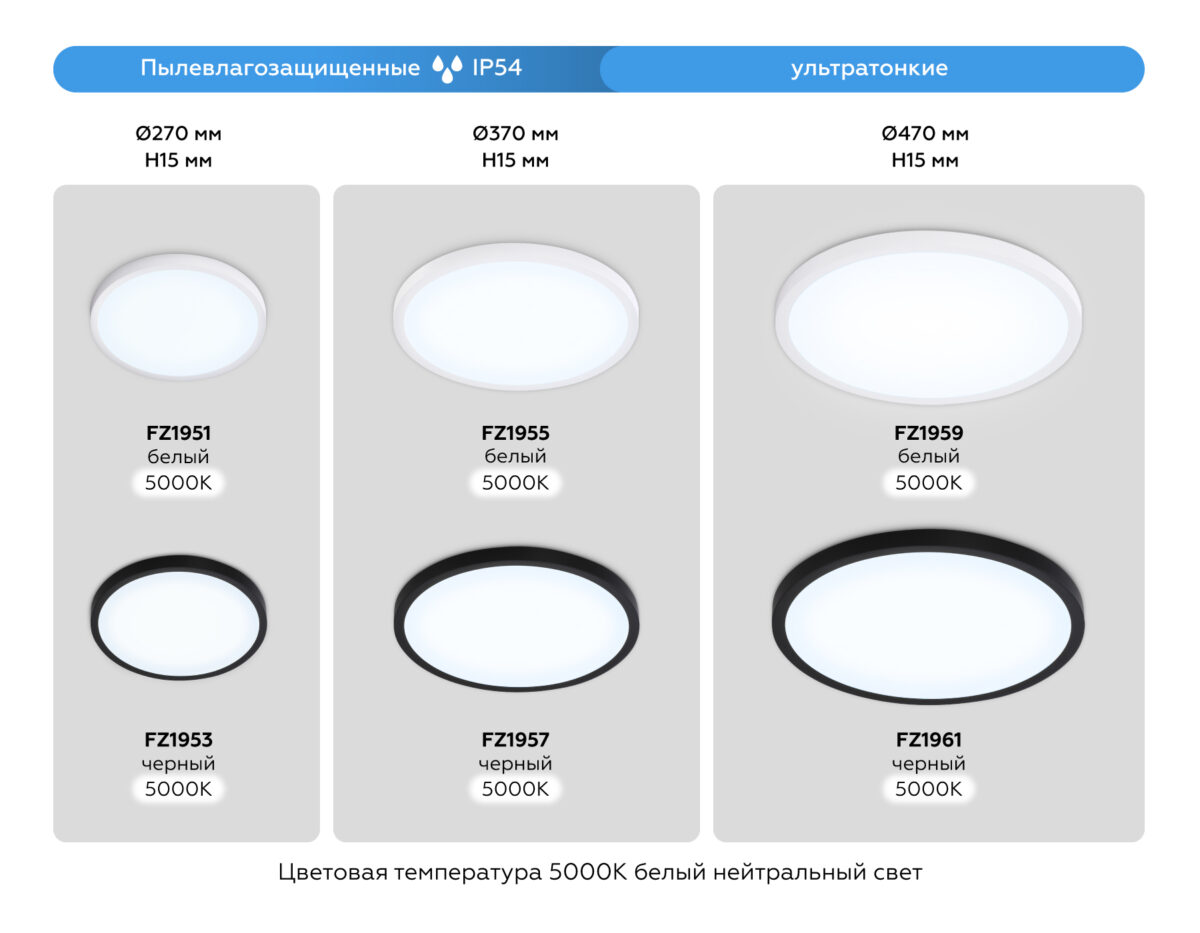FZ1955 WH белый IP54 26W 5000K D370*15 (Без ПДУ) — изображение 6