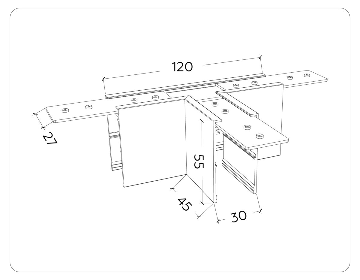 GL1036 BK черный коннектор T-образный для накладного шинопровода Magnetic 220V 105*75*52 — изображение 1